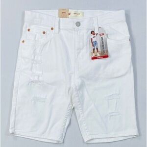 Boy's Youth Levi's White 511 Slim Stretch Distressed Ripped Shorts